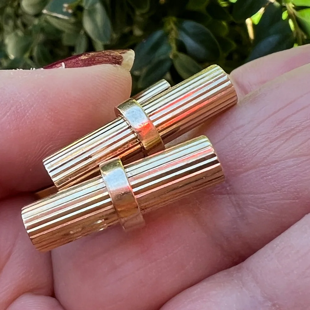 VINTAGE 14K YELLOW GOLD CUFFLINKS DESIGNER CUSTOM MADE HEAVY UNIQUE ONE OF AKIND